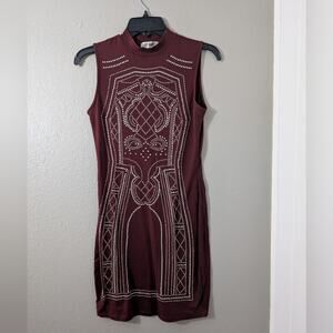 Say What? Burgundy Rhinestone Sleeveless Mini Dress Bodycon